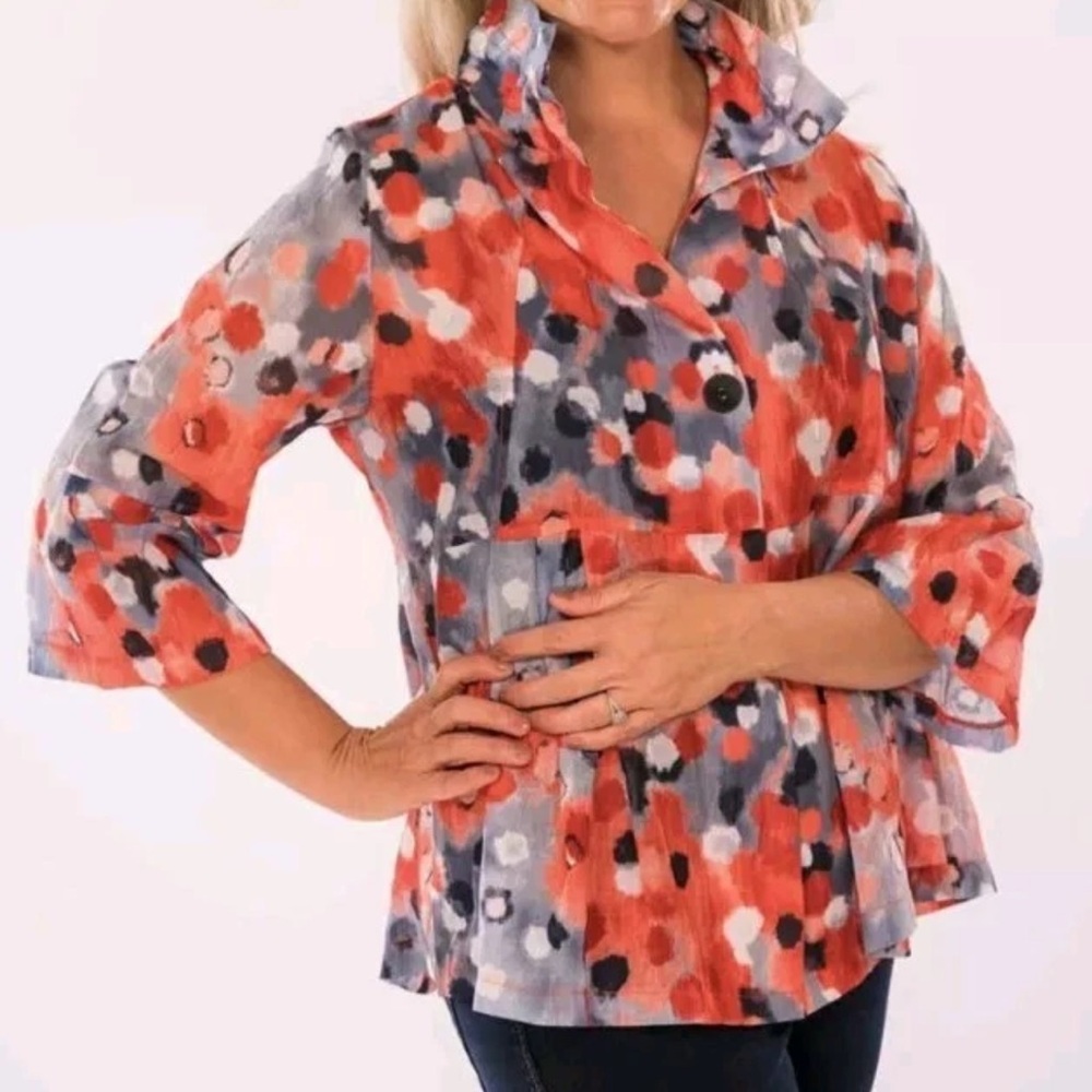 Trisha‎ Tyler Colorful Polka Dot Shirt Jacket Size Small